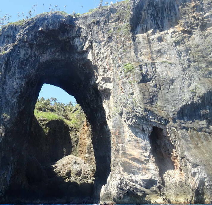 Cabo Cabrón coastal rock formation Dramatic natural rock arch along the coast of Cabo Cabrón National Park