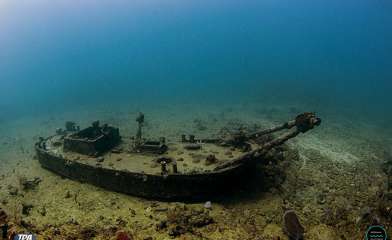Creole Reef deep dive Shipwreck resting on the seabed at the Creole Reef dive site